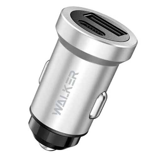 Автомобильные зарядные устройства Walker WCR-25 1USB+USB Type-C серый 3A 36W