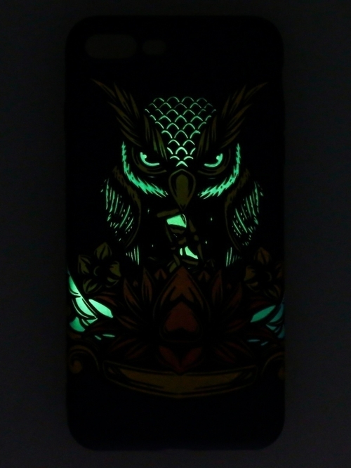 Накладка Apple iPhone X/Xs темно-синий фосфорный силикон Luxo Животные Сова с красным цветком - 2