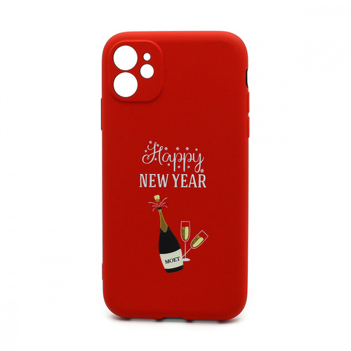 Накладка Apple iPhone 6 красный фосфорный силикон Luxo Зима Happy New Year