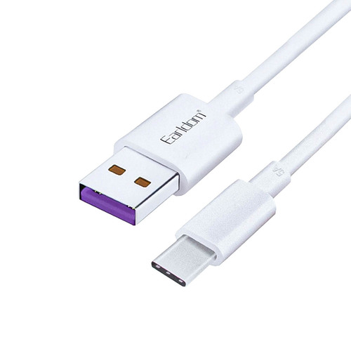 Кабель USB - Type-C Earldom EC-080c силикон белый круглый 5A 1 м.