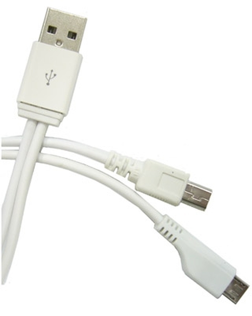 Кабель USB - micro USB+mini USB Орбита BS-3066 пвх белый 0,3 м.