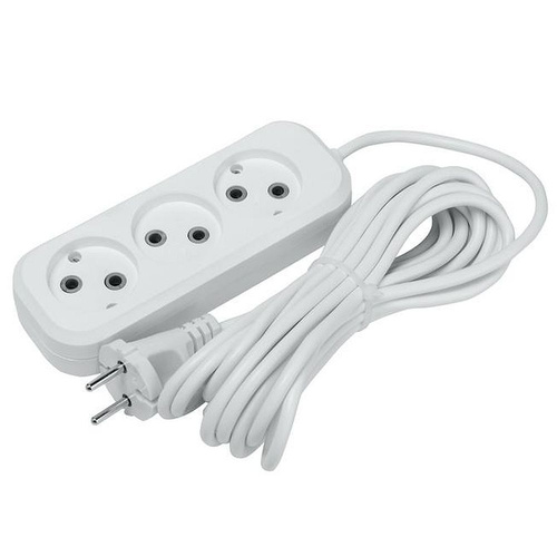 Сетевой удлинитель ДЖЕТТ белый 7 м 3 розетки 2200W 10A провод ПВС 2*0.75