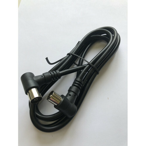 Кабель TV(п) угловой - TV(м) угловой No brand пвх черный круглый 1,5 м. антенный