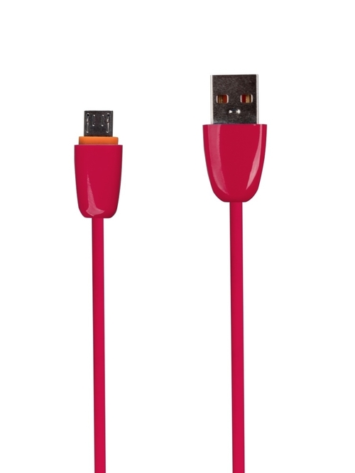 Кабель USB - micro USB No brand пвх красный круглый 1 м. светящийся