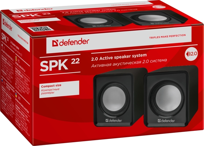 Акустическая система Defender SPK 22 2.0, 5Вт, питание от USB, пластик, черный