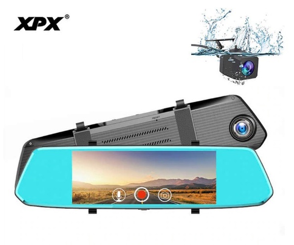 Автомобильный видеорегистратор в зеркале XPX ZX819 2 камеры черный