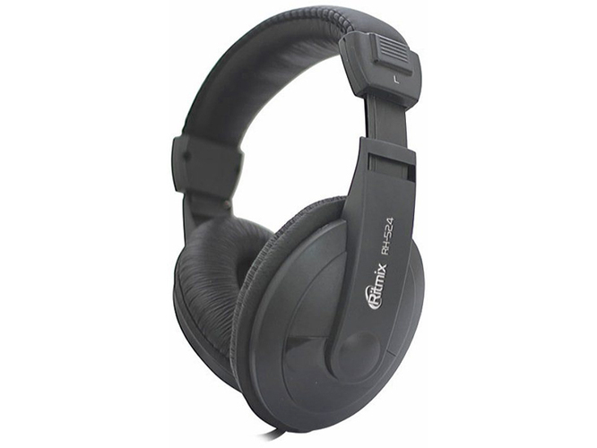 Наушники Ritmix RH-524 накладные, проводные, Jack 3.5, черный