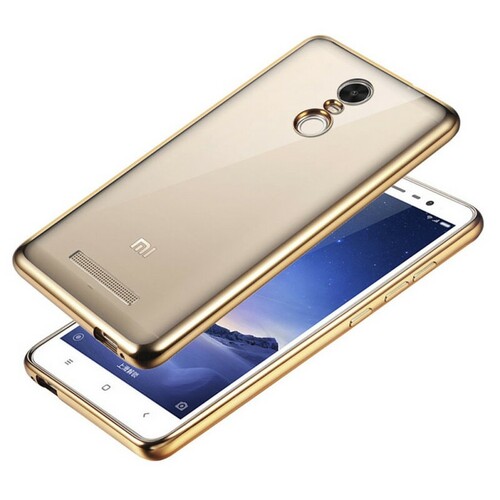 Накладка Xiaomi Redmi 4X прозрачный бампер золото силикон С окантовкой