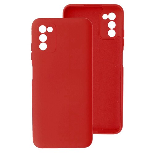 Накладка Samsung A03s красный с защитой камеры Silicone Case Full без лого