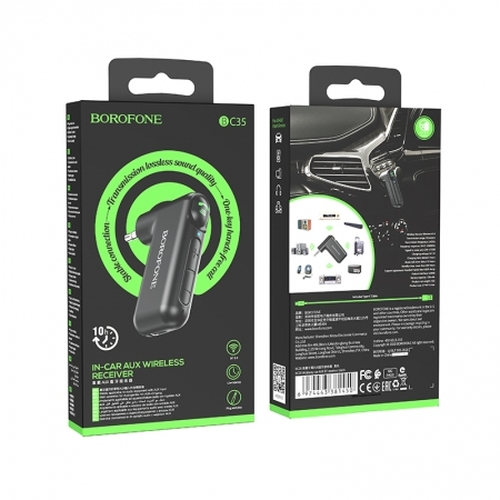 Адаптер Bluetooth - AUX AUX BOROFONE BC35 v5.0 встроенная АКБ+microUSB черный