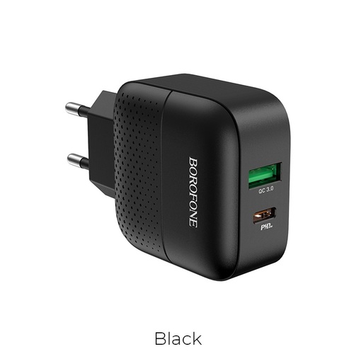 Сетевое зарядное устройство Borofone BA46A 1USB+USB Type-C черный 3A QC - 2