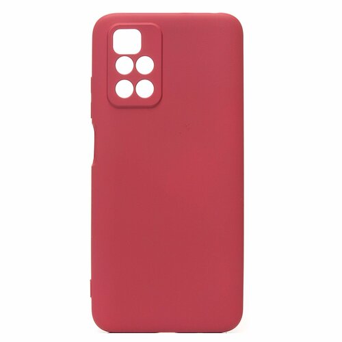 Накладка Xiaomi Redmi 10 бордовый с защитой камеры Silicone Case Full без лого