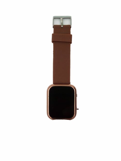 Наручные часы электронные LED Watch прямоугольные коричневый силиконовый ремешок