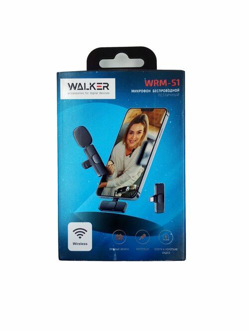 Микрофон Walker WRM-51 мобильный, беспроводной, TYPE-C, черный