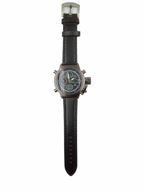 Наручные часы мужские кварцевые AMST черный циферблат черный кожаный ремешок