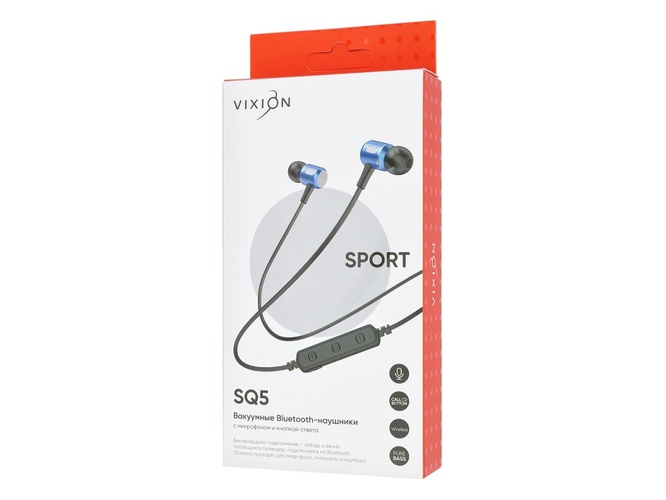Наушники Vixion SQ5 вакуумные, Bluetooth, микрофон, синий