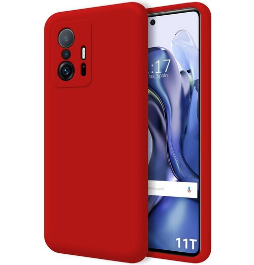 Накладка Xiaomi Mi11T/Mi11T Pro красный с защитой камеры Silicone Case Full без лого - 7