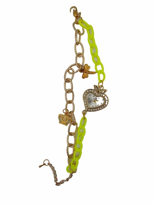 Наручные часы женские кварцевые Rsol бежевый циферблат зелено-золотой плетеный металлический браслет