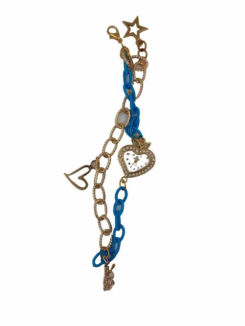 Наручные часы женские кварцевые Rsol бежевый циферблат сине-золотой плетеный металлический браслет