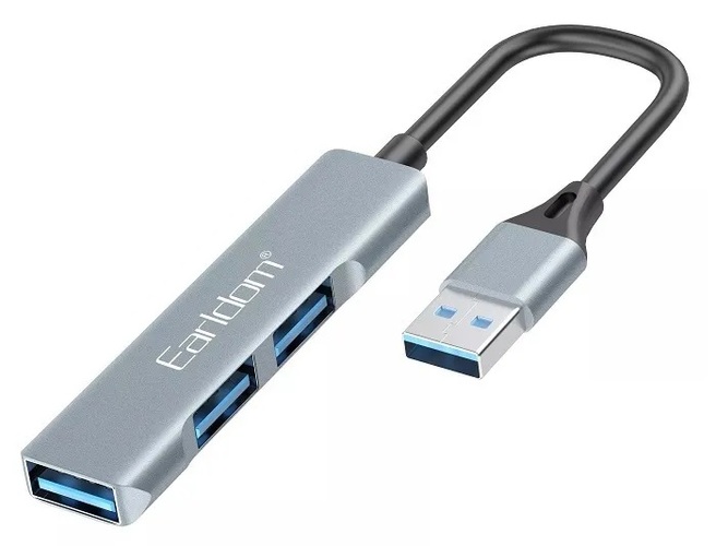 USB разветвитель Earldom ET-HUB09 3 порта, USB 3.0 серебро металл