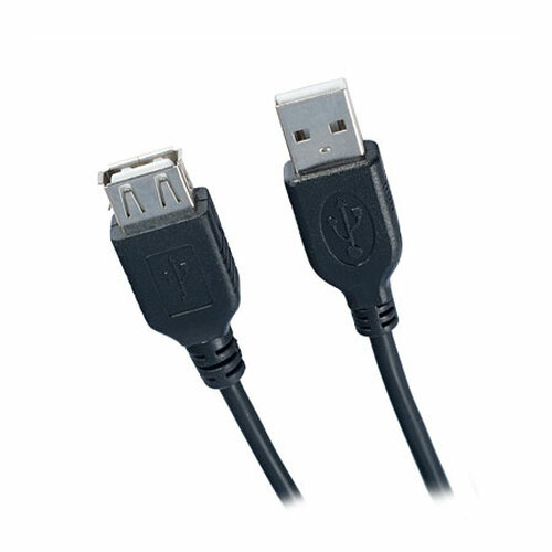 Кабель USB 2.0 AM - AF Perfeo U4504 пвх черный круглый 3 м.