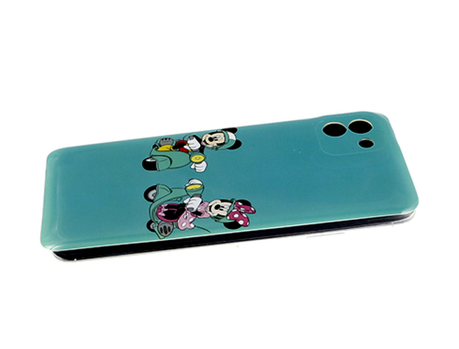 Накладка Xiaomi Poco X3/X3 Pro бирюзовый винил Мульт Микки Маус и Минни Маус на мопедах