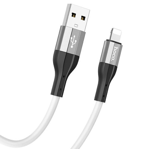 Кабель USB - 8 pin Lightning HOCO X72 пищевой силикон белый круглый 2.4A 1 м.