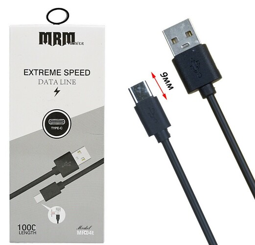 Кабель USB - Type-C MRM MR04 черный 1 м. длинный коннектор