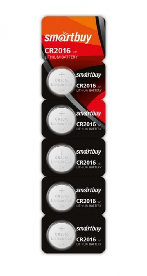 Батарейка Smartbuy CR2016 BL5 литиевая