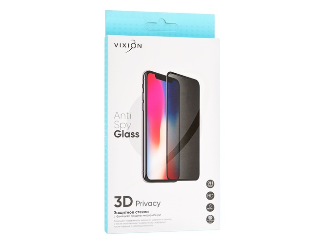 Защитное стекло Apple iPhone 11/XR черный 3D антишпион Vixion - 2
