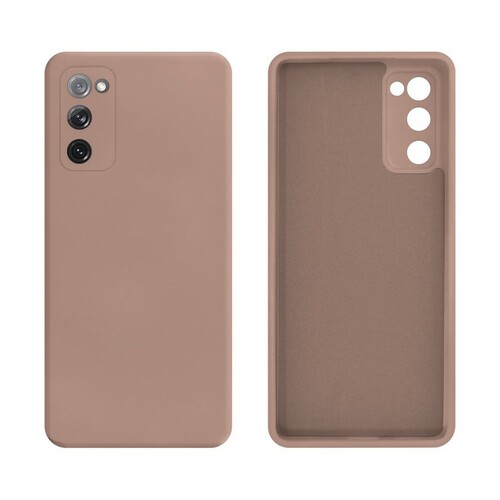Накладка Samsung S20 FE бежевый с защитой камеры Silicone Case Full без лого