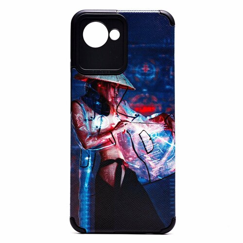 Накладка Xiaomi Mi11 Lite темно-синий Антишок силикон+пластик Девушки Девушка во вьетнамской шляпе