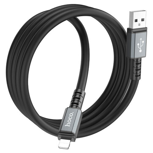 Кабель USB - 8 pin Lightning HOCO X85 силикон черный круглый 2.4A 1 м. d=6 мм