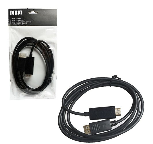 Кабель DisplayPort(п) - HDMI(п) No brand пвх черный круглый 1,8 м.