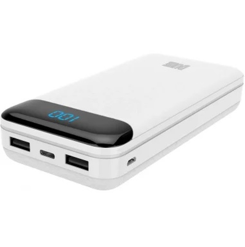 Внешний аккумулятор 20000 mAh Perfeo DUNE 2USB+Type-C белый LED дисплей