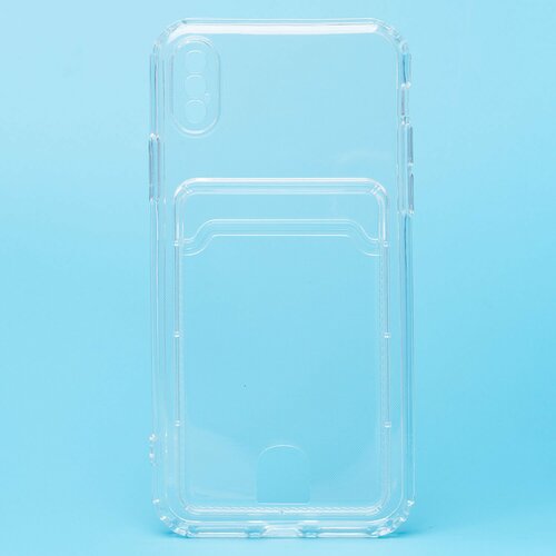 Накладка Apple iPhone X/Xs прозрачный с визитницей и защитой камеры силикон С кардхолдером