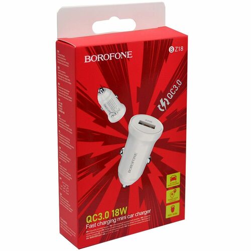 Автомобильные зарядные устройства Borofone BZ18 1USB белый 3A QC
