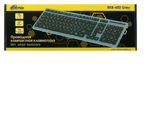 Клавиатура Ritmix RKB-400 проводная мультимедийная, SLIM, серый - 3