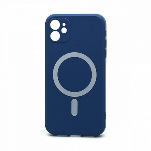 Накладка Apple iPhone 12/12 Pro синий Soft Touch с бортиком вокруг камеры силикон SafeMag