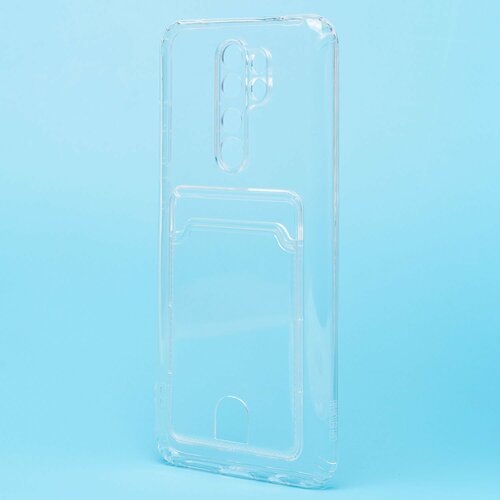 Накладка Xiaomi Redmi Note 8 Pro прозрачный с визитницей и защитой камеры силикон С кардхолдером - 2