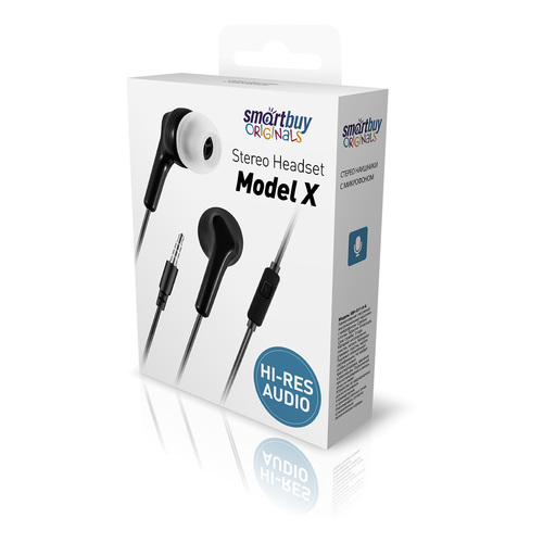 Наушники Smartbuy Model X вакуумные, проводные, Jack 3.5, микрофон, черный - 2