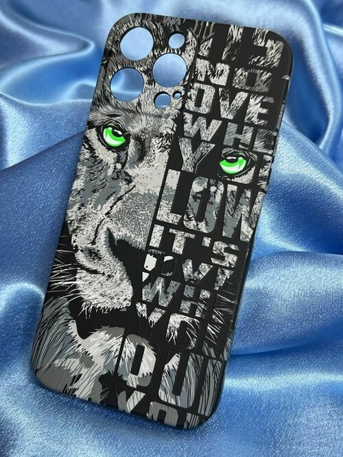 Накладка Samsung S21 FE черный с защитой камеры силикон Helsen Животные Лев орнамент - 3