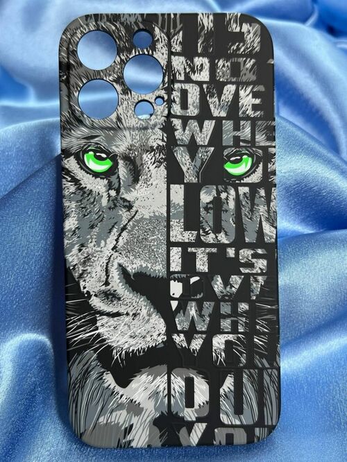 Накладка Samsung S21 FE черный с защитой камеры силикон Helsen Животные Лев орнамент