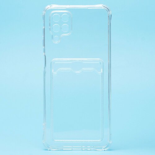 Накладка Samsung A12/M12 прозрачный с визитницей силикон С кардхолдером