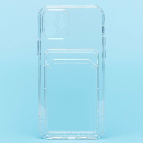 Накладка Apple iPhone 12 прозрачный с визитницей и защитой камеры силикон С кардхолдером