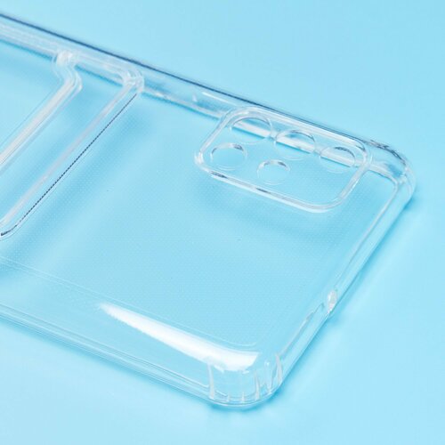 Накладка Samsung A51 прозрачный с визитницей и защитой камеры силикон С кардхолдером - 3