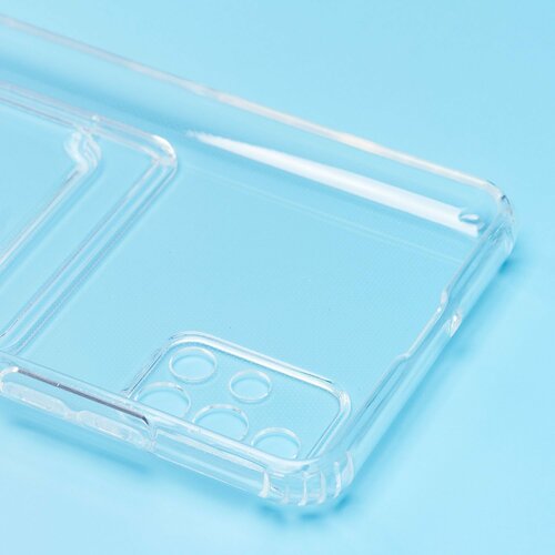 Накладка Samsung A51 прозрачный с визитницей и защитой камеры силикон С кардхолдером - 6