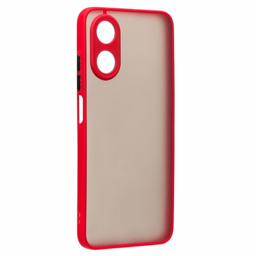 Накладка Oppo A17 полупрозрачный бампер красный силикон+пластик С окантовкой - 3