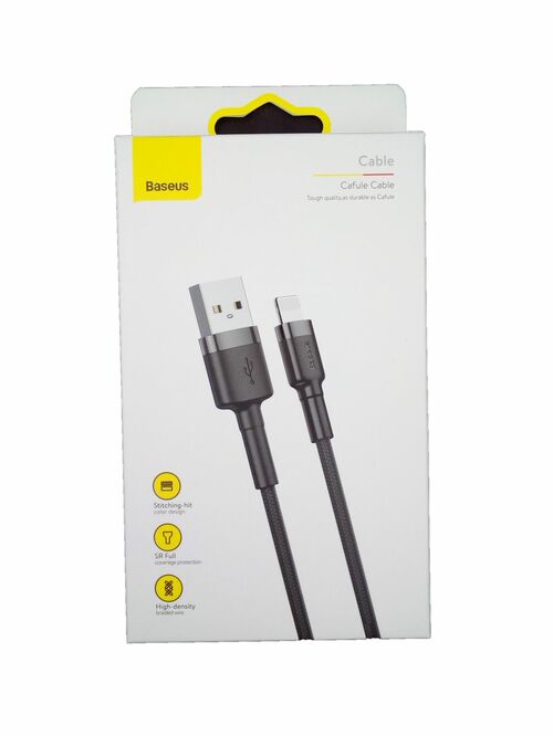 Кабель USB - 8 pin Lightning Baseus CALKLF-BG1 текстиль черный круглый 2.4A 1 м.