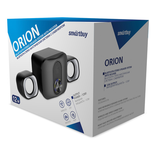 Акустическая система Smartbuy ORION 2.1, 12Вт, Bluetooth, черный LED подсветка